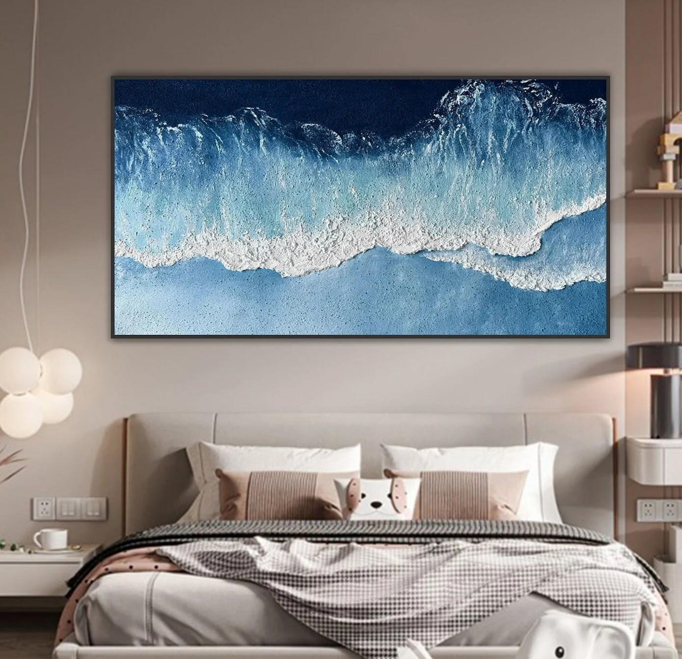 Blauer abstrakter Ozean 2 Wandkunst Minimalismus Ölgemälde
